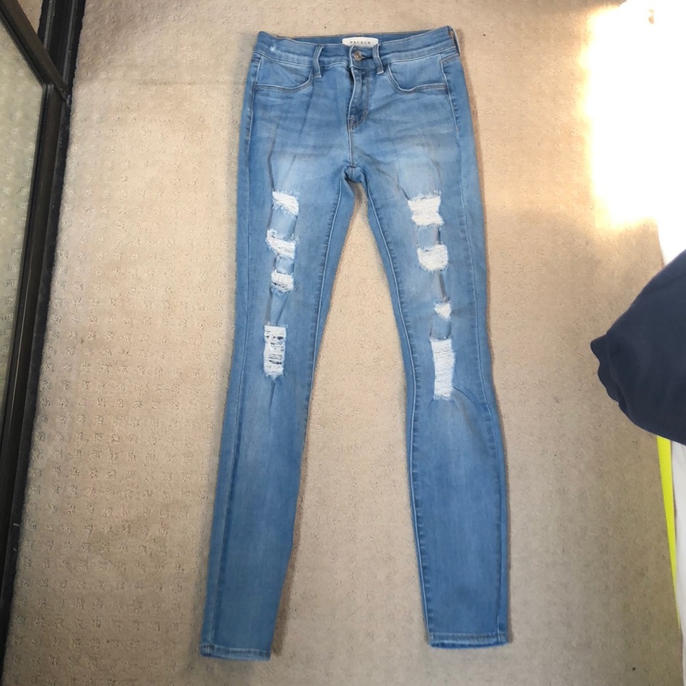 ripped blue jeggings